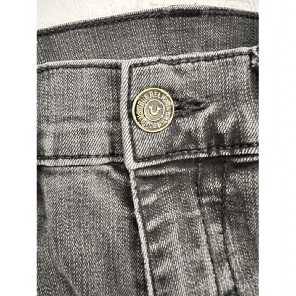 True Religion Devin Loose‎ Straight Leg Washed Black Jeans Size 33x29 Y2K Stack